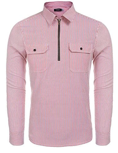 Hasuit Men's Regular Fit Long Sleeve Printed Dot Stretch Smart Casual Dress Shirt