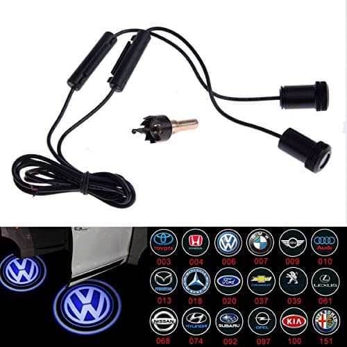 Slite Universal Car LED Projector Door Lamp Ghost Shadow Welcome Light Laser Emblem Logo Kit for BMW with Stylus Dust Plug- 1 Pair (VW)