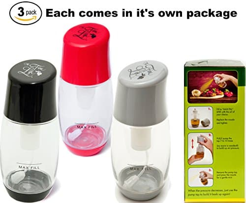 Ideal Kitchen Bundle Olive Oil Sprayer Mister - 3-Pack - Red, Grey, Black