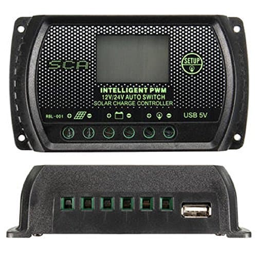 Fonpeak 30A 12V / 24V Solar Panel Controller Intelligent PWM Regulator Safe Protection w/ 5V USB + Light Control + LCD Display