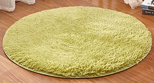 Happy Cool 55.0" Round Long Wool Mat Runner Floor Rug Shaggy Oval Doormat Entry Carpet Front Entrance Indoor Outdoor Mats for Children Kid Play Room Decor Decorative Living Room Green