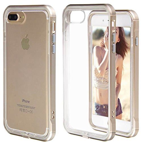 Amabin iPhone 8 Plus Case, iPhone 7 Plus Case, Crystal Clear Flexible Soft TPU Shock Absorption Hard Bumper Frame Protective Case Cover for Apple iPhone 8(2017)/iPhone 7(2016) Plus (Golden)