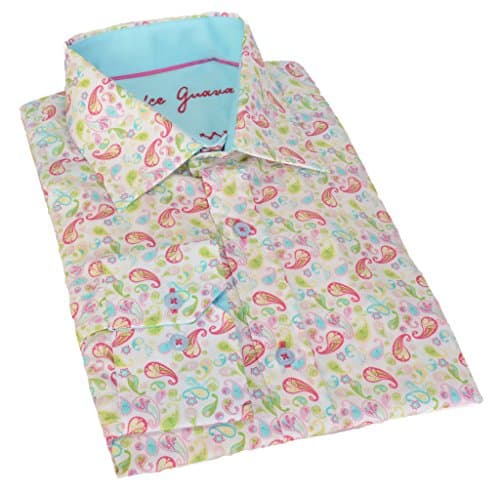 White Floral Button Down Semi-Fitted Shirt