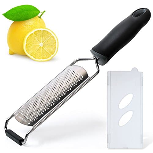 Premium Cheese Graters for Kitchen, Lemon Zester with Black Soft Grip Handle, Kitchen Tools for Hard Cheese, Lemon, Chocolate, Ginger, Potato, Vegetables, Rubber Protective Cover