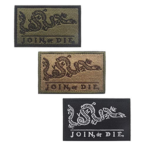 Join Or Die Tactical Embroidered Morale Applique Fastener Hook Loop Patches for Hats Caps Bags Jacket Coat 3 PCS
