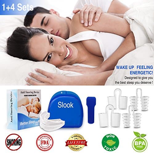Snoring Solution Stop Snoring Mouthpiece, 4 Set Anti Snoring Nose Vents Nasal Dilators Nose Cones Snore Reduction Snore Stopper Nose Plugs Sleep AIDS Stop Snoring Devices for Men and Women