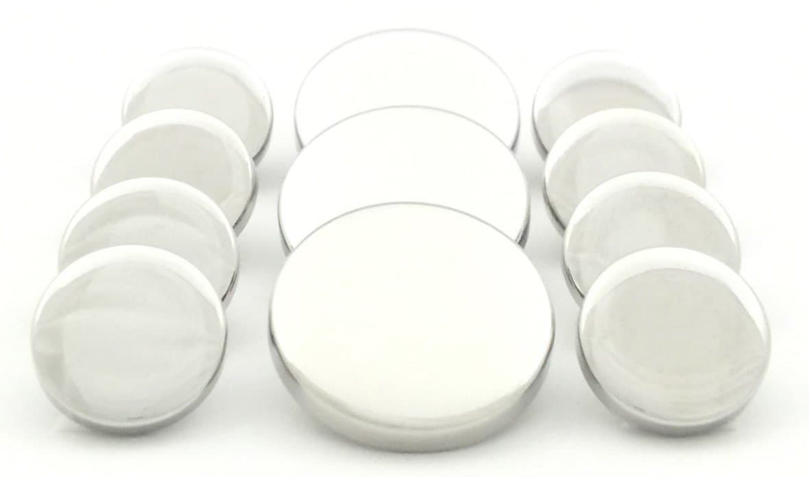 ELITE BUTTONS Brand (POLISHED SILVER TABLETOP) [11-BUTTON, SINGLE BREASTED SET] DIE-CAST METAL BLAZER BUTTONS (5/8" (16mm) & 7/8" (22mm) Metal Clothing Buttons [EXCLUSIVELY FROM ELITEBUTTONS.COM]