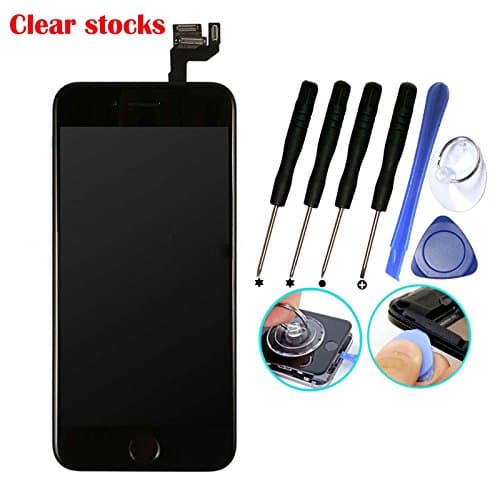 VTmobileAge for iPhone 6S Plus 5.5 Inch Touch Screen Replacement Full Set with Home Button and Camera New LCD Digitizer Display Assembly Repair Replacement Black + Tool Kits