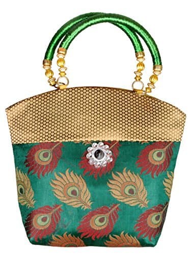 Ratash Green Hand Bag Mor Pankh print