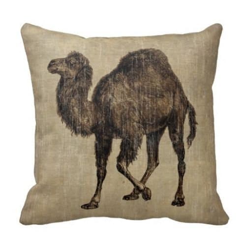 Decorative Cushion Cover Polyester Square Pillow Case 18 x 18 Inches Vintage Camel Pillow Cover