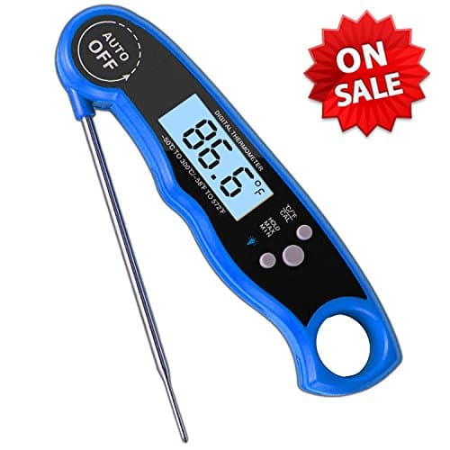 Instant Read Thermometer - Waterproof Digital Meat Thermometer with Calibration and Backlight Functions, Electronic Food Candy Thermometer For BBQ, Grill, Barbecue, Smoker, Milk (Blue)