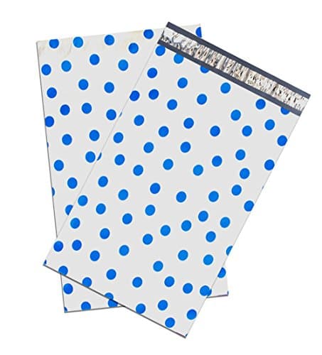 6" x 9" Designer Series -FLAT Poly Mailers, Self Sealing Envelopes (400, Blue PolkaDot)
