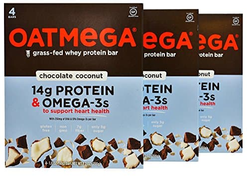 Oatmega - Grass-Fed Whey Protein Bars, 4 Count (Pack of 3) (Chocolate Coconut)