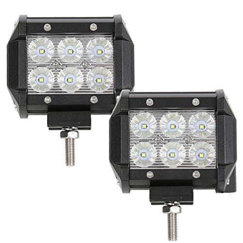 Audak 2Pcs 18w 4 Inch CREE LED Work Light Bar Flood Off Road Driving Fog Lights Reverse Backup Light for Jeep SUV Truck Pickup Boat ATV UTV 4wd 4x4