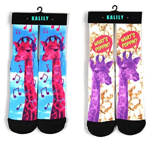Kalily Custom Printed Funny Cute GIRAFFE Socks with Design - Pack of 2 Pairs (4 PCS) (Set 1)