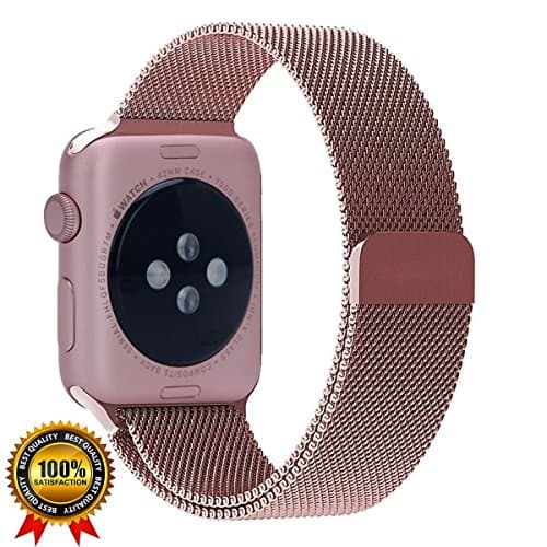 Smart Milanese Loop Replacement Band for Apple Watch 38mm & 42mm, Stainless Mesh Band With Strong Magnetic Clasp for Series 3,2,1 Nike+ Sport Edition replacement for iApple Watch (Rose Gold, 42mm)