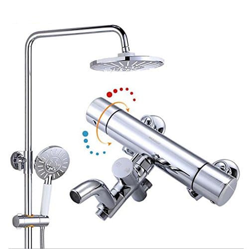 Shower Set Modern Chrome Riser Rail Mixer Round Shower Head Kit For Bath Tap Thermostatic Bathtub Faucets