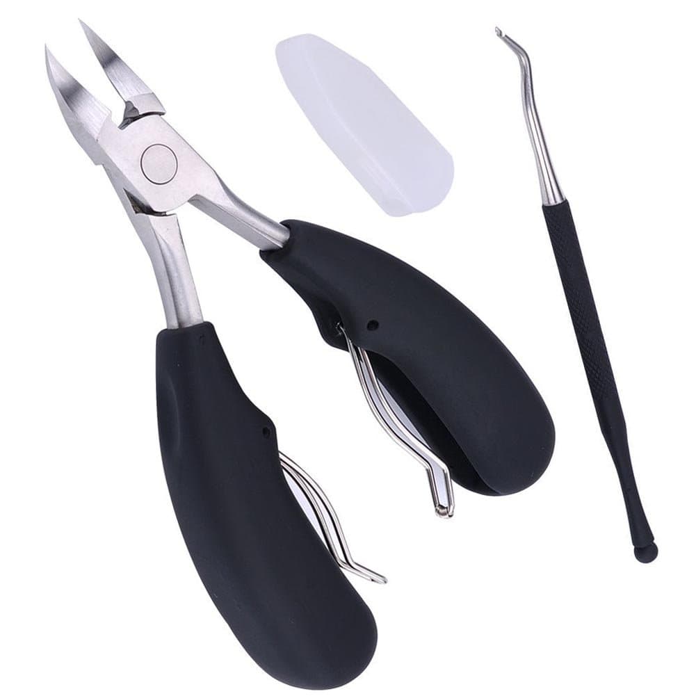 Precision Toenail Clippers for Thick or Ingrown Toenails, Sharp Stainless Steel Nail Cutter, Best Nail Clipper & Pedicure Tool for Seniors (Black/Long)