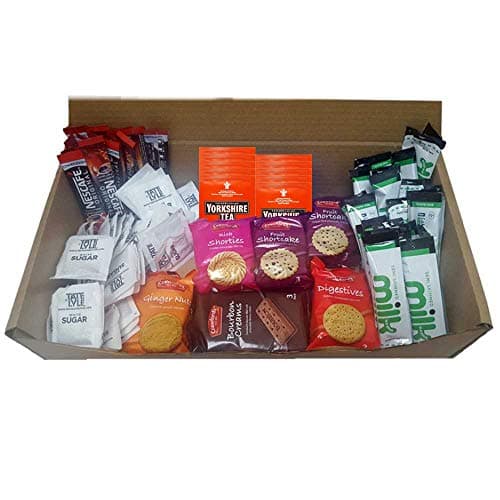 Tea & Coffee Welcome Pack - New Home Students B&B Hotel Holiday Pack Biscuits Sugar Milk (Yorkshire Tea & Nescafe Original)