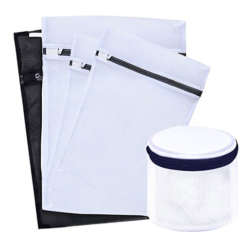 Set of 5 Mesh Laundry Bags , 2 Extra Large, 2 Large and 1 Bonus Bra Mesh Wash Bag, Premium Quality Delicates Laundry Bags for Blouse, Hosiery, Stocking, Underwear, Bra and Lingerie, Travel Laundry Bag