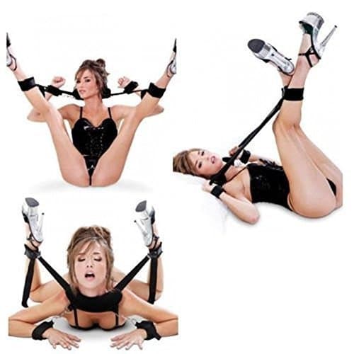Copules Bed Straps Set Kit with Adjustable Restraint Support Sling and Soft Comfortable Ankle Wrist Cuffs - Black