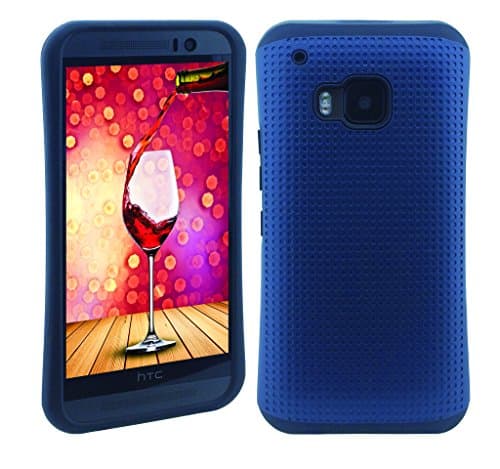HTC One M9 edge Case, KYAL (TM) SHOCK ABSORPTION / HIGH IMPACT RESISTANT Full Body Hybrid Armor Case for HTC One M9 - Bonus Stylus Pen and Screen Protector - Navy Blue
