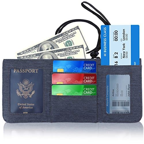 Travel Wallet Neck Pouch RFID Blocking Premium Safe &amp; Reliable Holder Organizer for Money Passport, Credit Card and Document