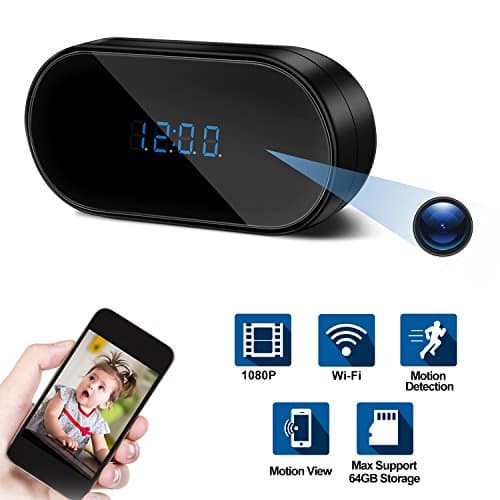 Hidden Spy Camera Clock, Ruidla Wireless Mini Hidden Camera Wifi with Motion Detection HD 1080P Nanny Cam Surveillance for Home Office