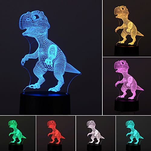 3D Lamp Table Night Light - Wpky 3D Illusion Lamp 7 Color Change LED Desk Light with Multicolored USB Power for Living Bed Room Bar Best Gift Toys (Dinosaur Model)
