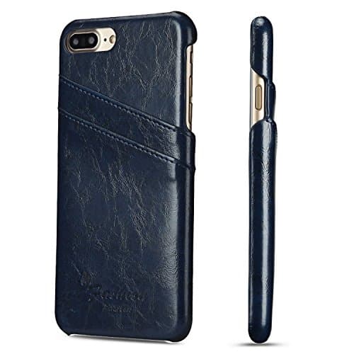 Protective Back Cases PU Leather Cover Anti Fall With Card Holder For Iphone7 Plus 5.5 inch Blue