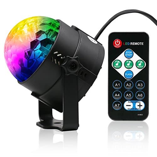 Disco Light Ball - Lunaoo Sound Activated Strobe Lights with Remote Control - 3W RGB 7 Color Modes - Add A Fun Touch to Party Holiday Get-Together