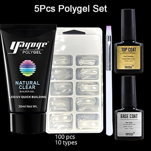 5Pcs/set YAYOGE 30ml Polygel Set Nail Quick Builder Varnish UV LED Nail Extension Kit Hard Gel Camouflage Nail Art DIY Tools(clear)