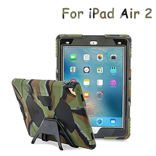 iPad Air 2 Case Full-Body Rugged Silicone Protective Case with Shockproof Drop Proof Protection Cover Case for iPad Air 2 (ARY/Black)