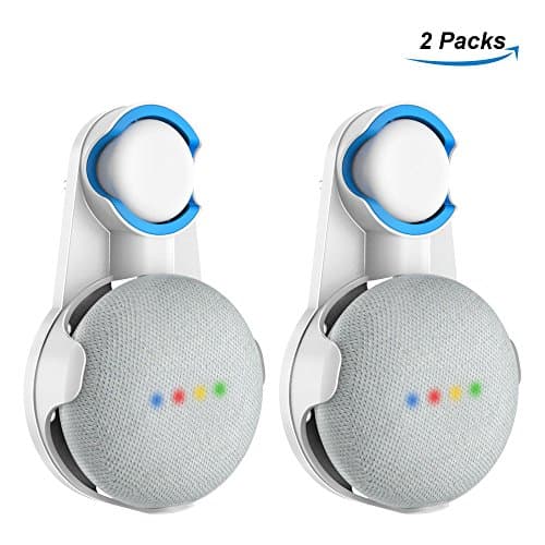 Outlet Wall Mount Holder for Google Home Mini Voice Assistant, A Space-Saving Compact Google Home Mini Accessories (White) (2-PACK)