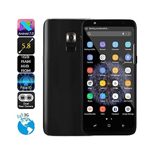 Junshion IPS Full Touch Screen Android 7.0 Smartphone Unlocked,3G GSM/WCDMA Dual SIM Cellphone,5.8" 18:9 HD Screen Face Recognition,1G RAM+8GB ROM Extended Memory 32G,2050mAh Battery,Dual HD Camera