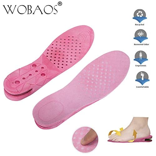Unisex Increase Insole 3 Layer Height Shoes Heel Full Insert Lift Elevator Air Cushion Pad 7cm (Approximately 2.8 inches) Taller for Adult Men Women Size USA 4.5-9 (Pink)