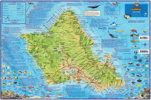Oahu Hawaii Dive Poster Map Laminated by Franko Maps