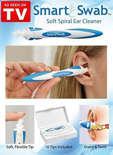 Smart Swab Disposable Ear Wax Cleaner System with 16 Replacement Heads and Carrying Case