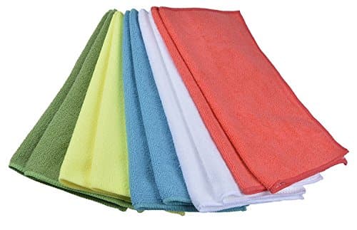 Microfiber Cleaning Cloths for house, Kitchen and Car- 6 different colors.20% less than top competitor, Size 16x12 inch (24)