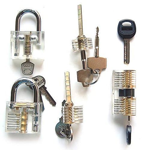 Polysun 5 Pieces Padlock Set Opener Lock Tools Set Training Tools Transparent Cutaway Practice for Beginner