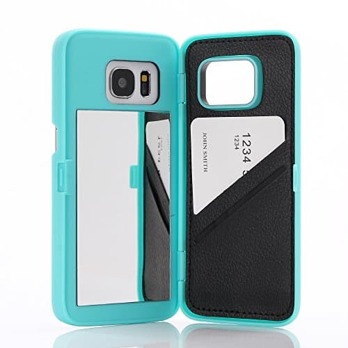 Galaxy S7 Case,Wetben Hidden Back Mirror Wallet Case with Stand Feature and Card Holder for Samsung Galaxy S7 G930 (Teal)