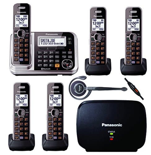 Panasonic Link2Cell KX-TG7875S DECT 6.0 Bluetooth Cordless - 5 Handsets Bundle