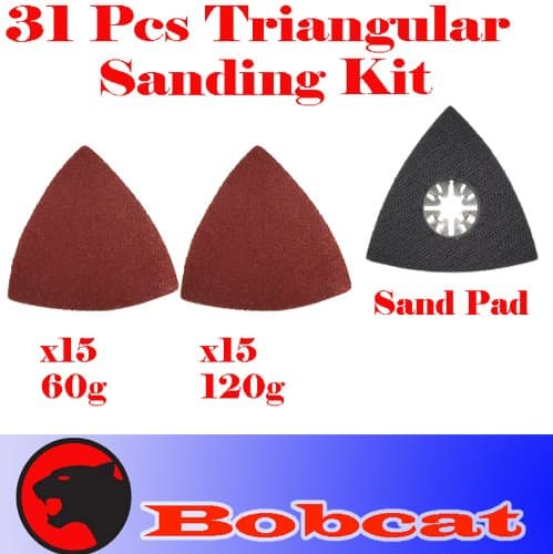 31 Pcs Triangular Sanding Kit Sanding Pad w/ loop backing for Fein Multimaster Bosch Multi-x Craftsman Nextec Dremel Multi-max Ridgid Dremel Chicago