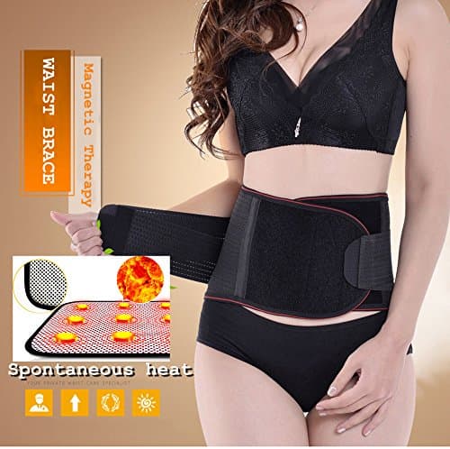 Lumbar Lower Back Brace and Support Belt with Dual Adjustable Straps.Spontaneous heat Acupuncture Magnetic Therapy-Trimmer Slimmer Compression Band for Weight Loss Workout Fitness