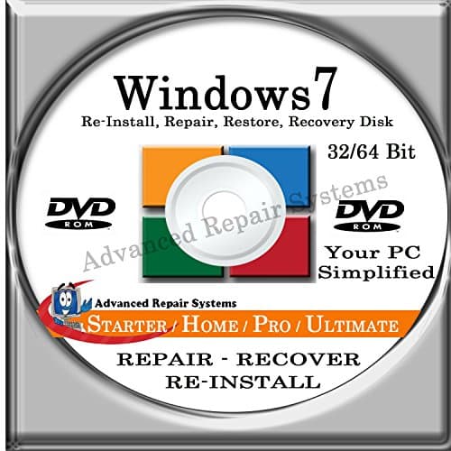 WINDOWS 7 SYSTEM REPAIR &amp; RE-INSTALL 32 Bit &amp; 64 Bit BOOT DISK: Repair &amp; Re-install any version of Windows 7 Basic, Home, Premium and Ultimate (Repair-Restore-Reinstall)