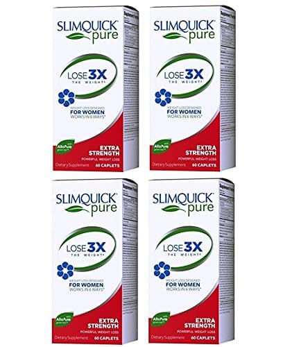 Slimquick Pure Extra Strength Caplets, powerful dietary supplement, 60 count, Lose 3x the weight (Packaging May Vary)(Pack of 4)