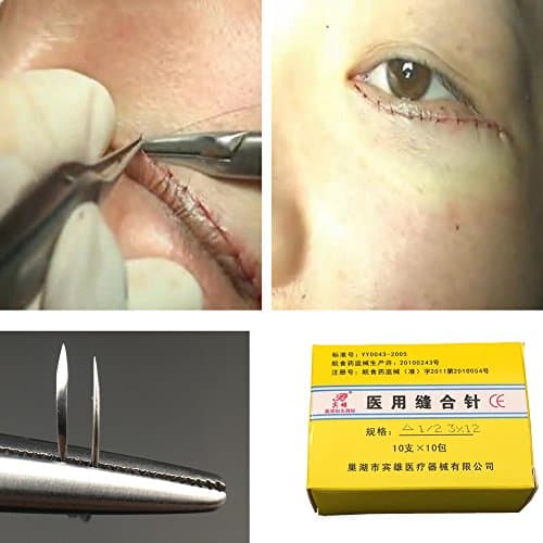 1/2 Circle Curved Surgical Suture Needle for Training & Doctor Pack of 100 (4x10, Taperpoint Needle)