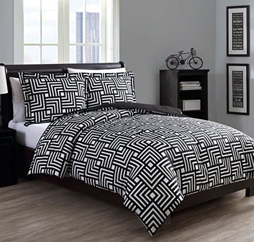 Twin Microfiber Kids Maze Black/White Reversible Comforter Set