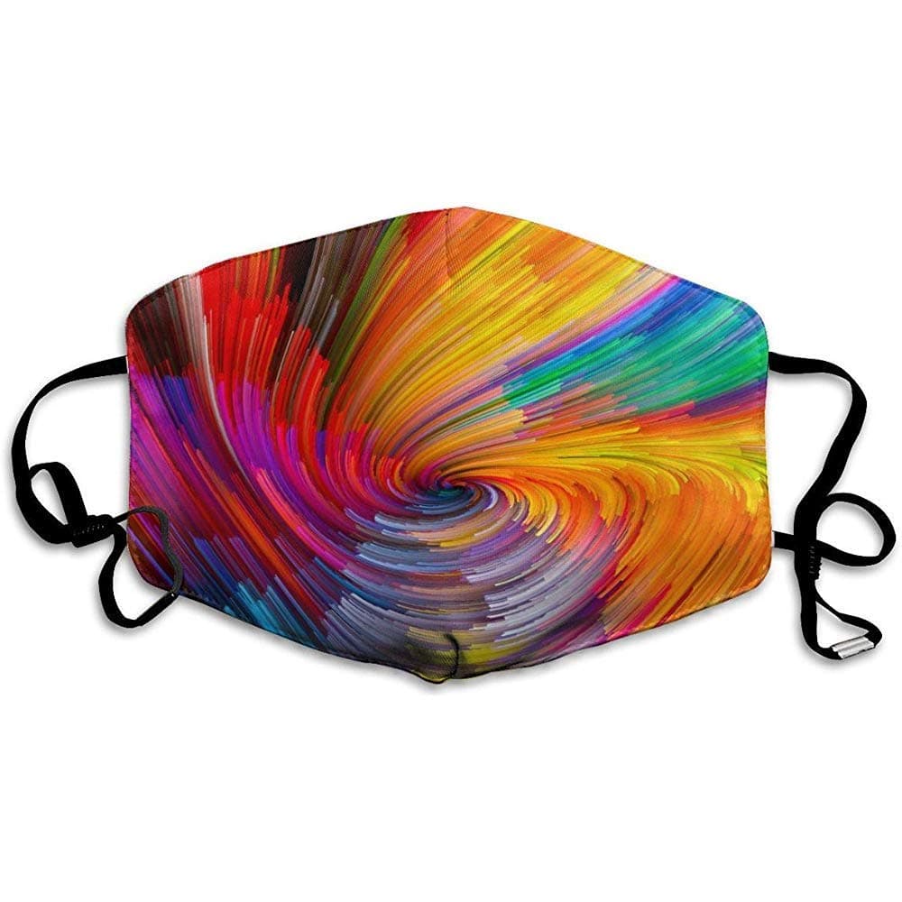 Abstract Color Rainbow Pattern Mouth Mask Reusable Washable Comfy Adjustable Face Mask Anti-Dust For Women Man