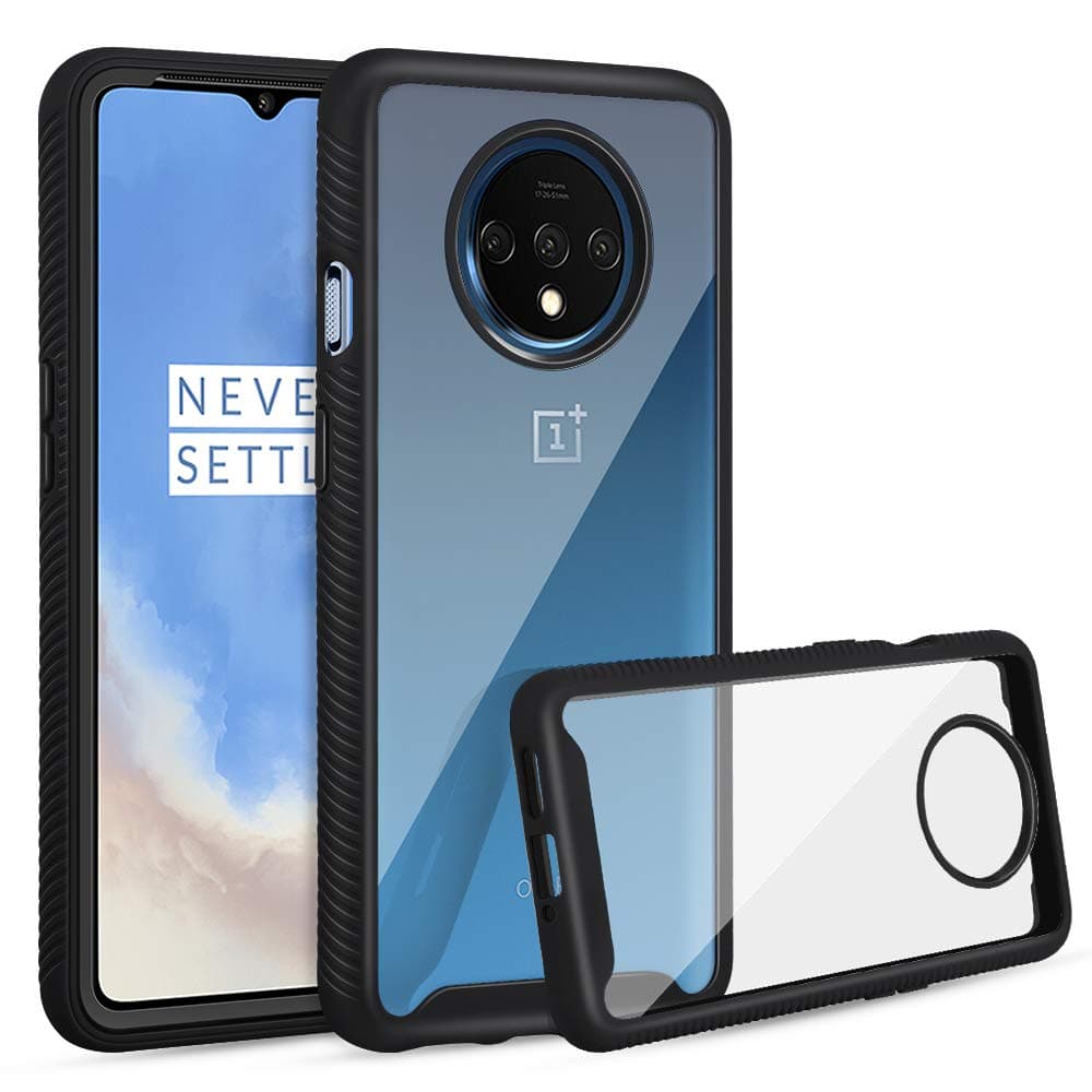 Jelanry OnePlus 7T Case Clear Heavy Duty Armor 2-Layer Full Body Protective Shell Shockproof Sports Anti-Scratch Non-Slip Bumper Rugged Cover Hybrid Case for OnePlus 7T 6.55inch 2019 Black